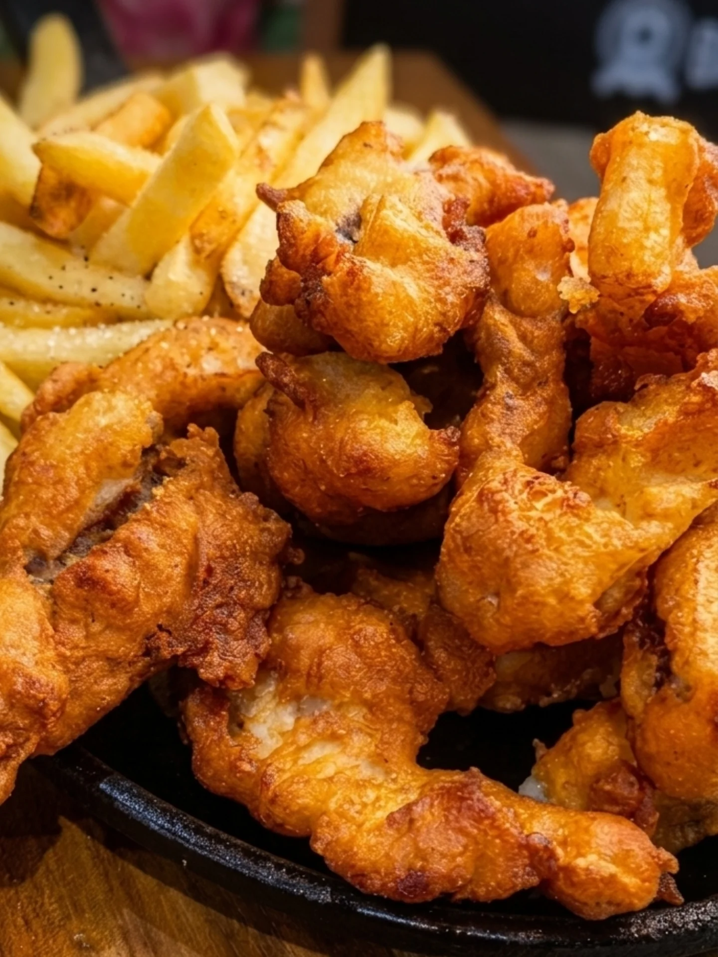 Frango à passarinho com fritas